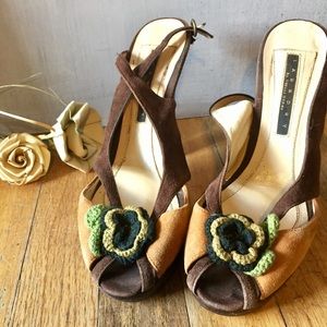 Laundry by Shelli Segal VTG Suede Retro Peep Toe 8